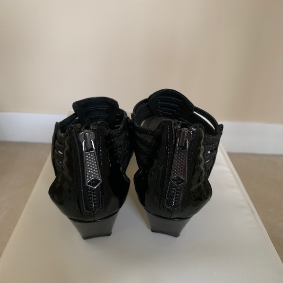 Strappy Black Wedge Sandals - Picture 4 of 6